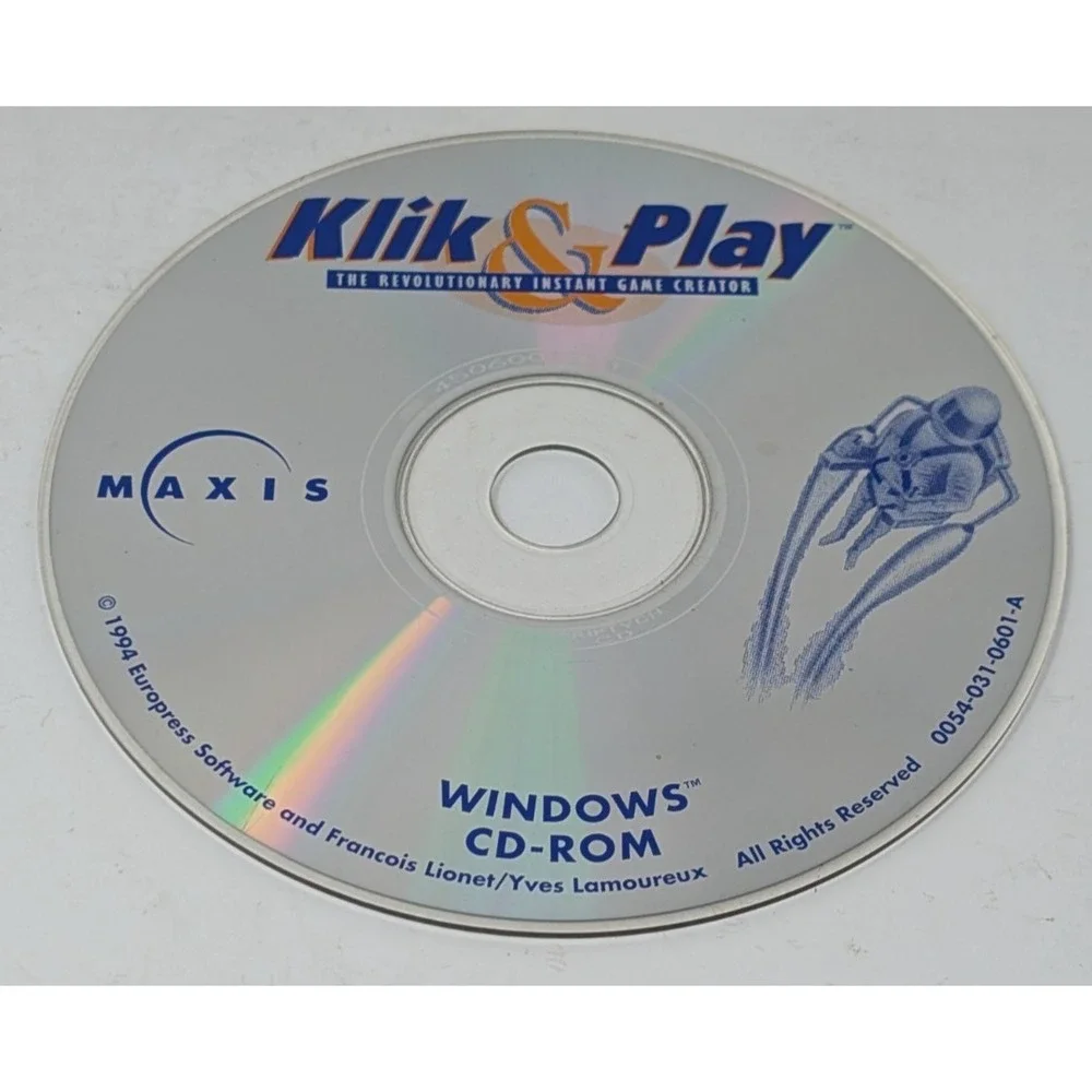 Klik & Play Game Creator PC Computer Game CD-ROM 1994 Maxis Disc Only TESTED VTG